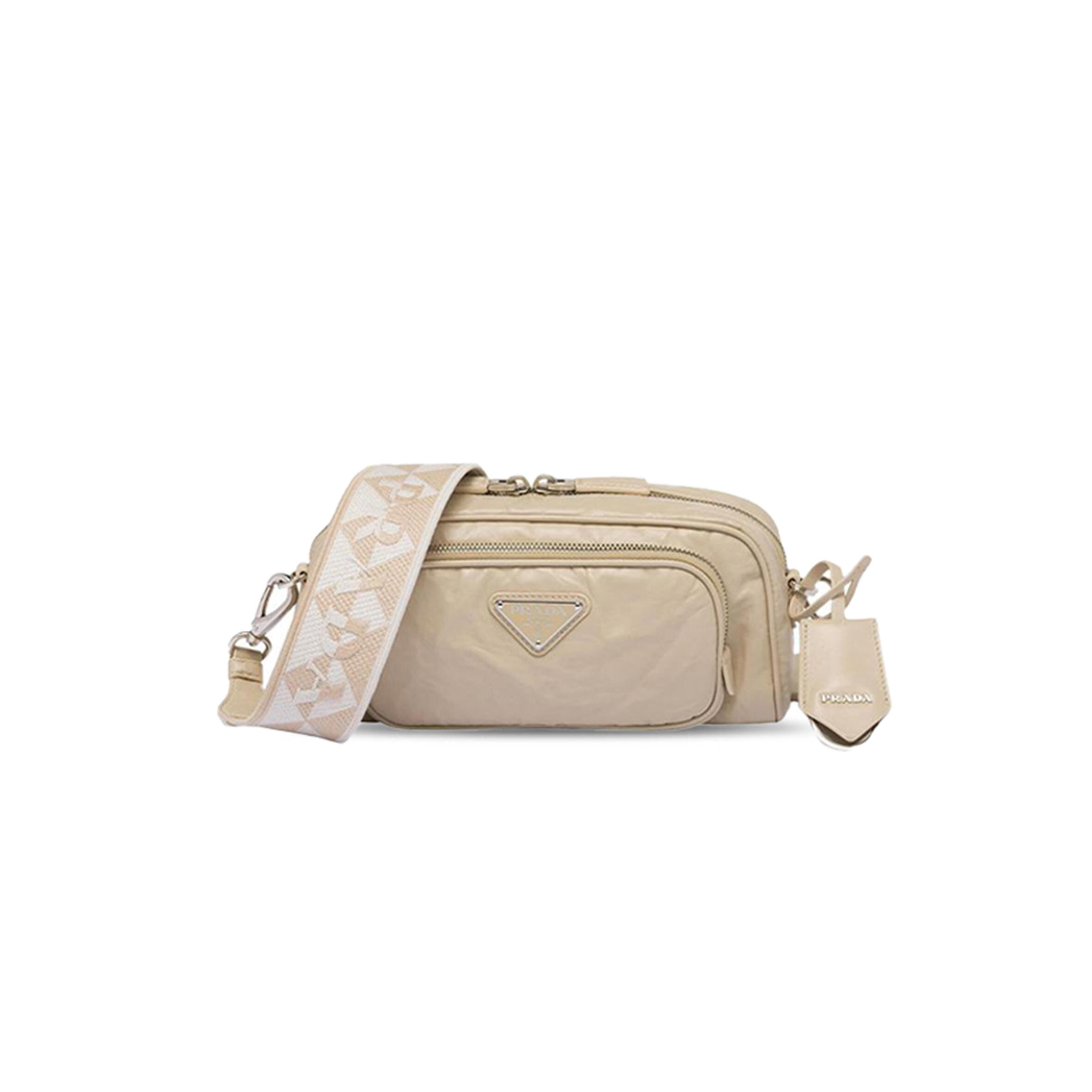 PRADA NAPPA LEATHER CROSSBODY BAG SHOULDER BAG WOMEN'S BEIGE 1BH198  (22*10.5*7cm)